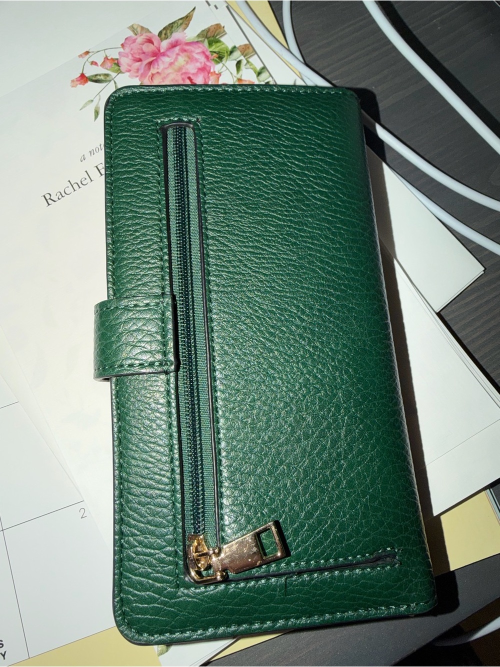 Poppy & Peonies Go Anywhere Wallet Heritage Green - Picture 2 of 6
